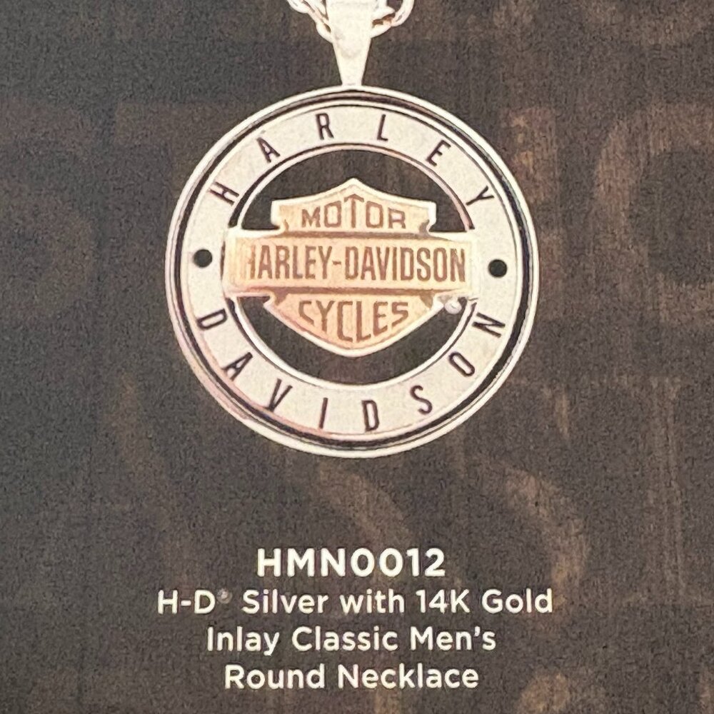 HARLEY DAVIDSON MENS SILVER/14K GOLD NECKLACE